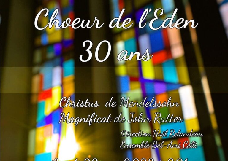 Lire la suite à propos de l’article Le choeur de l’EDEN a 30 ans cette année – Concert